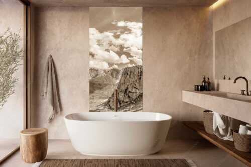 Bergsteiger mit Blick aufs Gatterl und kleinem Wanner im Wettersteingenbirge - Gatterlblick - Größe ca. 100x200cm, Seitenverhältnis 1:2 - Gatterl und Hochwanner im Wetterstein - weitere Infos unter https://www.kriner-weiermann.de