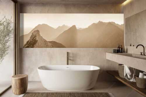 Blick durchs Puittal im Wettersteingebirge - Geblendet - Größe ca. 300x100cm, Seitenverhältnis 3:1 - Arnspitzen und Wetterstein - weitere Infos unter https://www.kriner-weiermann.de