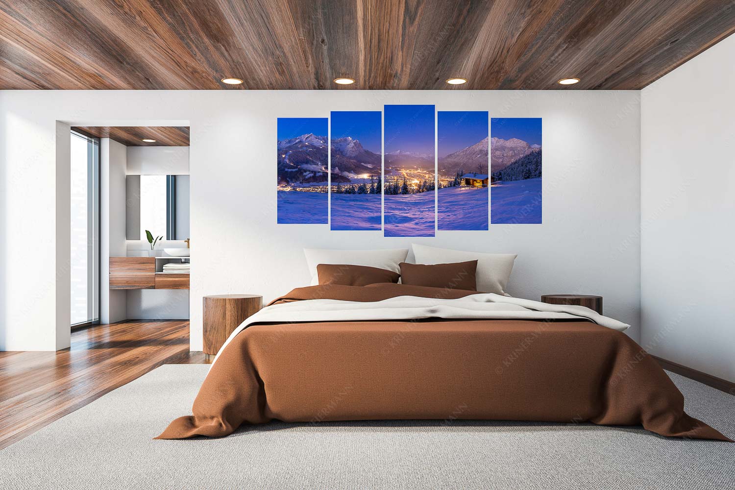 Gegenpol – 5er Split, Größe ca. 200x100cm, Seitenverhältnis 2:1 — Advent an Eckenhütte mit Garmisch-Partenkirchen Blick über die Eckenhütte mit Garmisch-Partenkirchen und Zugspitzmassiv - Gegenpol - 5er Split, Größe ca. 200x100cm, Seitenverhältnis 2:1 - Advent an Eckenhütte mit Garmisch-Partenkirchen - weitere Infos unter https://www.kriner-weiermann.de