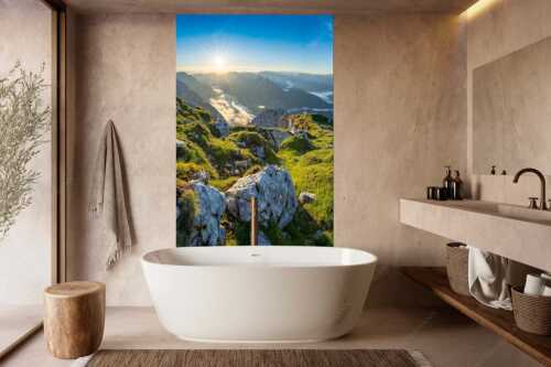 Blick von der Gehrenspitze im Wetterstein übers Leutaschtal in den Sonnenaufgang - Gehrenspitzmorgen - Größe ca. 160x240cm, Seitenverhältnis 2:3 - Gehrenspitze mit Leutaschtal - weitere Infos unter https://www.kriner-weiermann.de