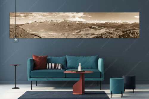 Blick über Oberes Isartal ins Karwendel- und Wettersteingebirge - Gelobtes Land - Größe ca. 350x70cm, Seitenverhältnis 5:1 - Wallgau und Krün im Oberen Isartal - weitere Infos unter https://www.kriner-weiermann.de