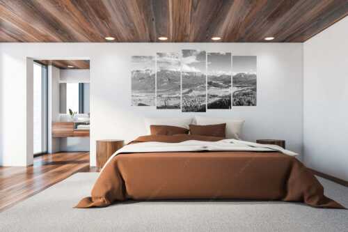 Blick über Oberes Isartal ins Karwendel- und Wettersteingebirge - Gelobtes Land - 5er Split, Größe ca. 200x100cm, Seitenverhältnis 2:1 - Wallgau und Krün im Oberen Isartal - weitere Infos unter https://www.kriner-weiermann.de