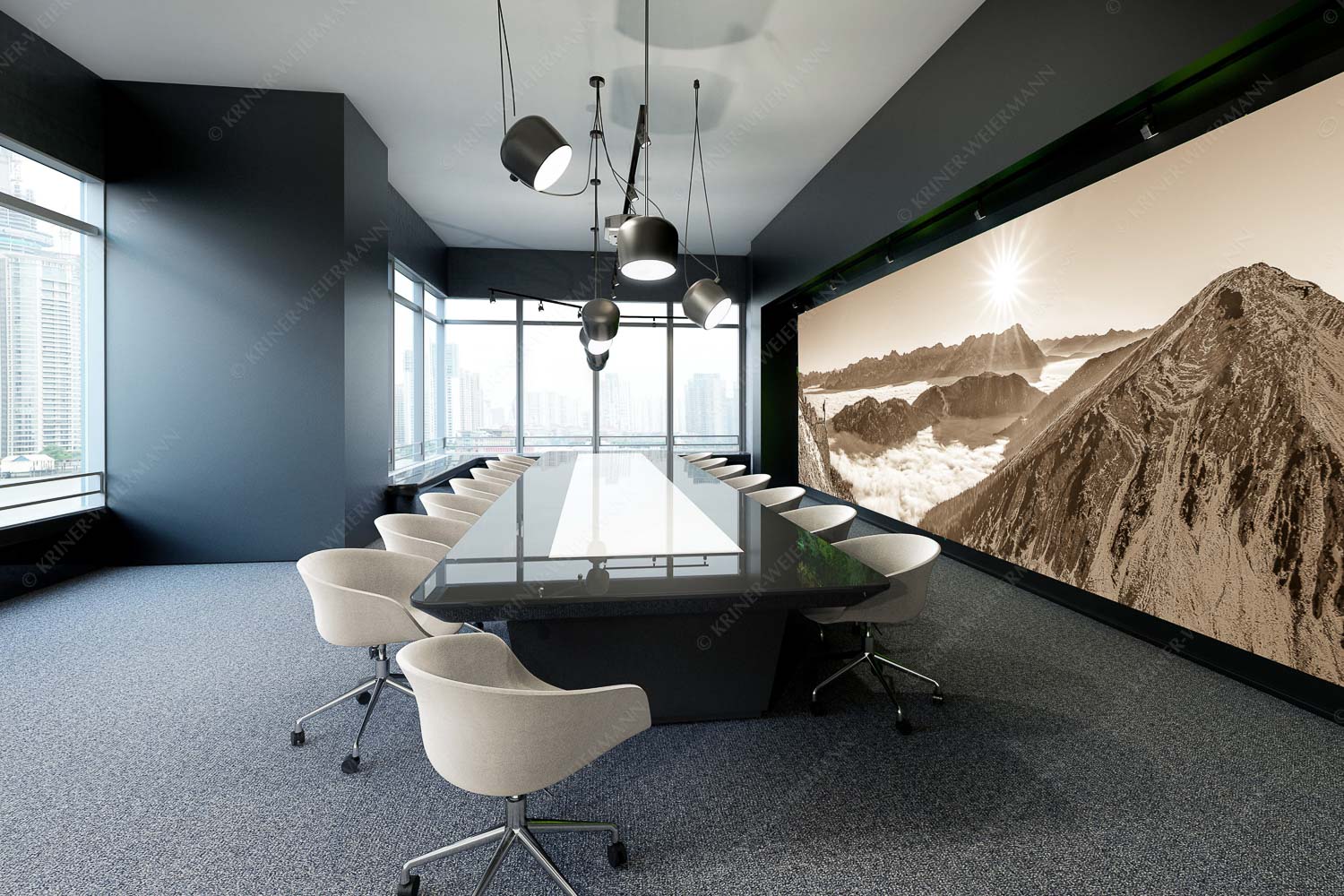 Genuss – Größe ca. 600x200cm, Seitenverhältnis 3:1 — Bergsteiger im Estergebirge über Nebelmeer Blick über Wank ins Wettersteingebirge - Genuss - Größe ca. 600x200cm, Seitenverhältnis 3:1 - Bergsteiger im Estergebirge über Nebelmeer - weitere Infos unter https://www.kriner-weiermann.de