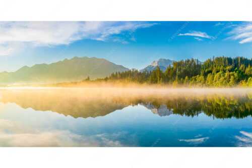 Sommermorgen am Barmsee mit Soiern- und Karwendelgebirge - Gespiegelt - Seitenverhältnis 2:1 - Spiegelung am Barmsee mit Soierngebirge - weitere Infos unter https://www.kriner-weiermann.de