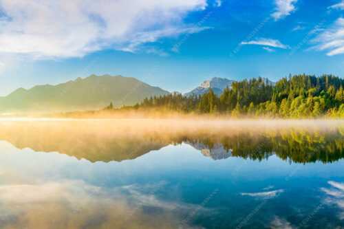 Sommermorgen am Barmsee mit Soiern- und Karwendelgebirge - Gespiegelt - Seitenverhältnis 3:2 - Spiegelung am Barmsee mit Soierngebirge - weitere Infos unter https://www.kriner-weiermann.de