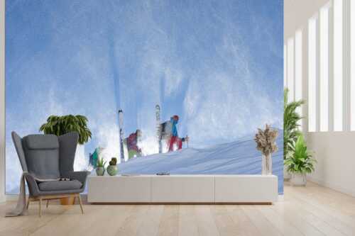 Schneeverfrachtung beim Aufstieg über den Grat - Gestöber - Größe ca. 300x200cm, Seitenverhältnis 3:2 - Skitour - weitere Infos unter https://www.kriner-weiermann.de