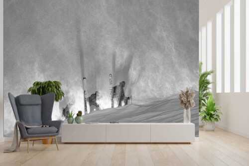 Schneeverfrachtung beim Aufstieg über den Grat - Gestöber - Größe ca. 300x200cm, Seitenverhältnis 3:2 - Skitour - weitere Infos unter https://www.kriner-weiermann.de