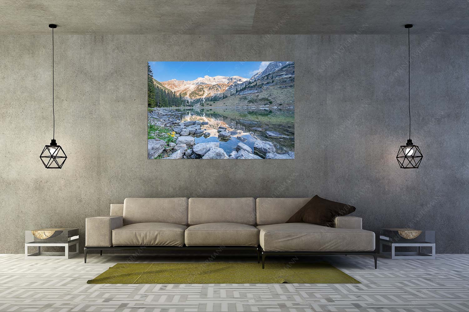 Glanz – Größe ca. 180x120cm, Seitenverhältnis 3:2 — Soiernsee mit Soiernspitze Am Abend kehrt wieder Windstille am See ein - Glanz - Größe ca. 180x120cm, Seitenverhältnis 3:2 - Soiernsee mit Soiernspitze - weitere Infos unter https://www.kriner-weiermann.de