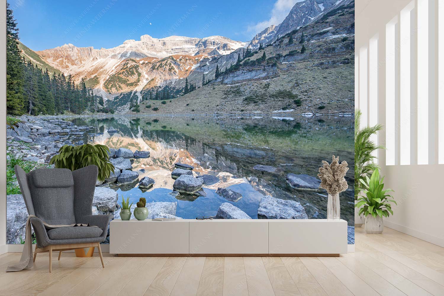 Glanz – Größe ca. 300x200cm, Seitenverhältnis 3:2 — Soiernsee mit Soiernspitze Am Abend kehrt wieder Windstille am See ein - Glanz - Größe ca. 300x200cm, Seitenverhältnis 3:2 - Soiernsee mit Soiernspitze - weitere Infos unter https://www.kriner-weiermann.de