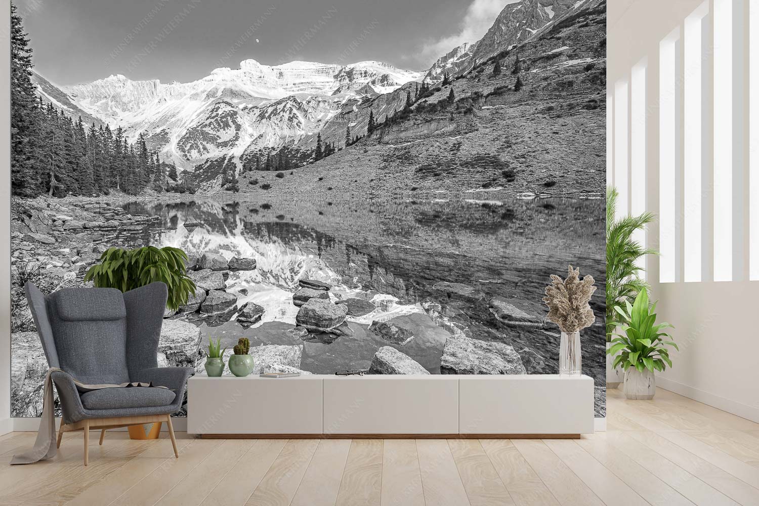 Am Abend kehrt wieder Windstille am See ein - Glanz - Größe ca. 300x200cm, Seitenverhältnis 3:2 - Soiernsee mit Soiernspitze - weitere Infos unter https://www.kriner-weiermann.de