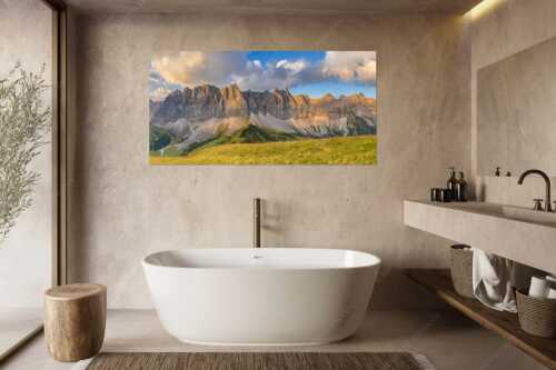 Sonnenaufgang mit Lalidererkette im Karwendel - Goldene Kette - Größe ca. 180x90cm, Seitenverhältnis 2:1 - Karwendel Hauptkamm mit Laliderer - weitere Infos unter https://www.kriner-weiermann.de