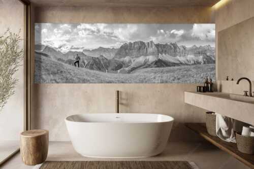 Sonnenaufgang mit Lalidererkette im Karwendel - Goldene Kette - Größe ca. 300x100cm, Seitenverhältnis 3:1 - Karwendel Hauptkamm mit Laliderer - weitere Infos unter https://www.kriner-weiermann.de