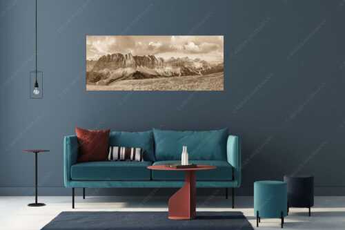 Sonnenaufgang mit Lalidererkette im Karwendel - Goldene Kette - Größe ca. 175x70cm, Seitenverhältnis 2,5:1 - Karwendel Hauptkamm mit Laliderer - weitere Infos unter https://www.kriner-weiermann.de