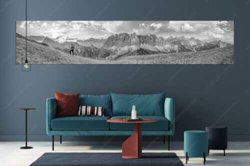 Sonnenaufgang mit Lalidererkette im Karwendel - Goldene Kette - Größe ca. 350x70cm, Seitenverhältnis 5:1 - Karwendel Hauptkamm mit Laliderer - weitere Infos unter https://www.kriner-weiermann.de