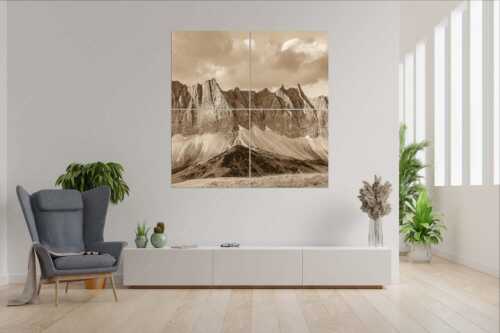 Sonnenaufgang mit Lalidererkette im Karwendel - Goldene Kette - 4er Split, Größe ca. 180x180cm, Seitenverhältnis 1:1 - Karwendel Hauptkamm mit Laliderer - weitere Infos unter https://www.kriner-weiermann.de