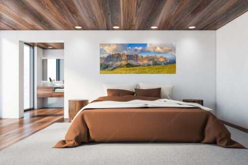 Sonnenaufgang mit Lalidererkette im Karwendel - Goldene Kette - Größe ca. 200x80cm, Seitenverhältnis 2,5:1 - Karwendel Hauptkamm mit Laliderer - weitere Infos unter https://www.kriner-weiermann.de