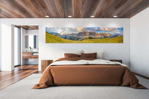 Sonnenaufgang mit Lalidererkette im Karwendel - Goldene Kette - Größe ca. 300x60cm, Seitenverhältnis 5:1 - Karwendel Hauptkamm mit Laliderer - weitere Infos unter https://www.kriner-weiermann.de