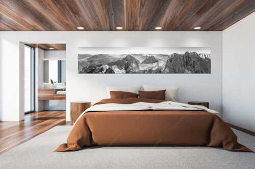 Dreitorspitzen mit Meilerhütte, Öfeleköpfe und Wettersteingrat im Wettersteingebirge - Grate - Größe ca. 300x60cm, Seitenverhältnis 5:1 - Dreitorspitze Meilerhütte und Wettersteingrat - weitere Infos unter https://www.kriner-weiermann.de