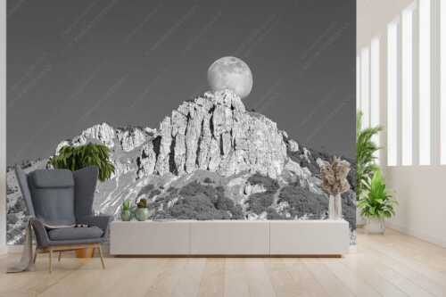 Aufgehender Vollmond hinter Signalkopf mit Wanderer am Gipfel - Große Sache - Größe ca. 300x200cm, Seitenverhältnis 3:2 - Vollmond mit Signalkopf - weitere Infos unter https://www.kriner-weiermann.de