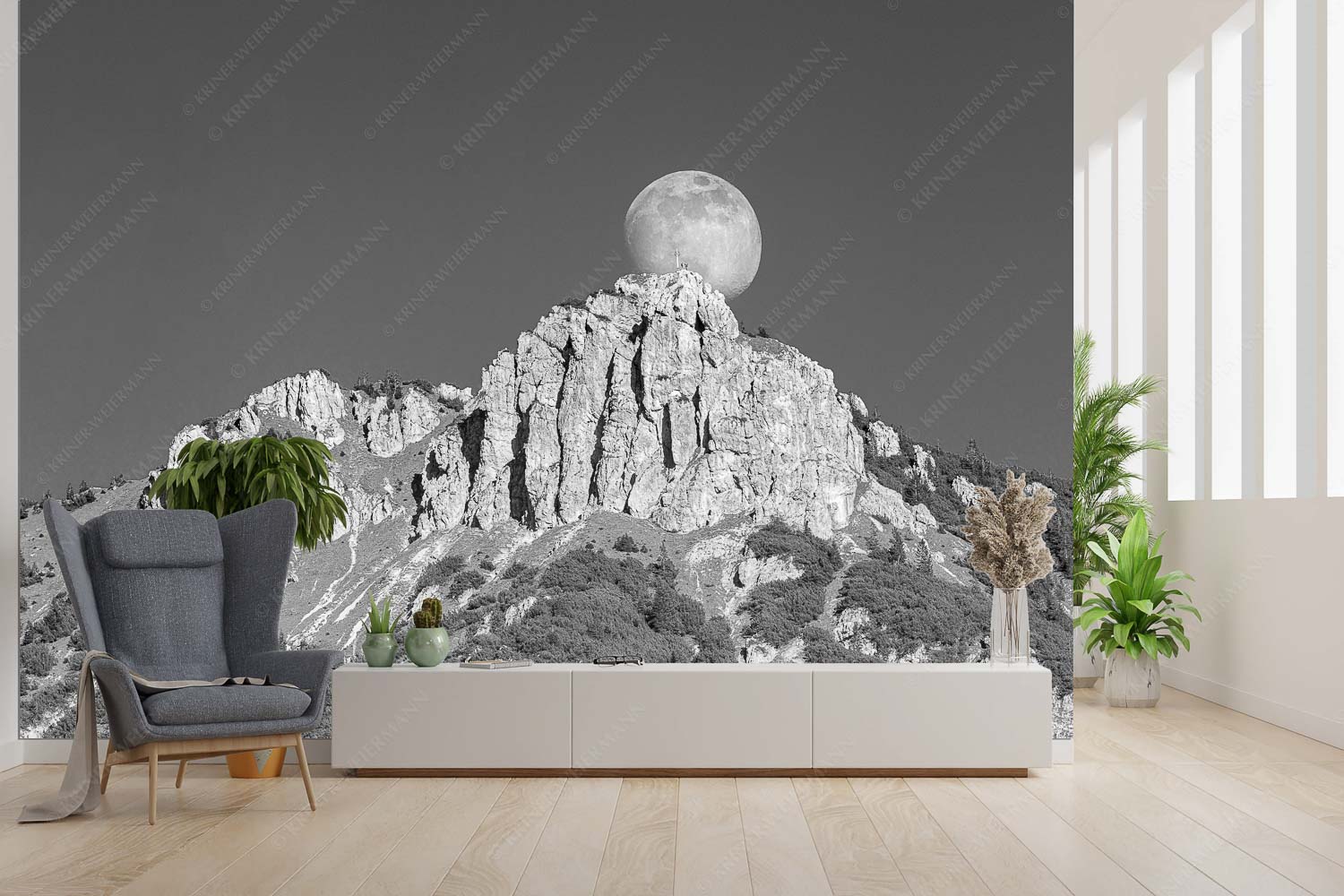 Große Sache – Größe ca. 300x200cm, Seitenverhältnis 3:2 — Vollmond mit Signalkopf Aufgehender Vollmond hinter Signalkopf mit Wanderer am Gipfel - Große Sache - Größe ca. 300x200cm, Seitenverhältnis 3:2 - Vollmond mit Signalkopf - weitere Infos unter https://www.kriner-weiermann.de