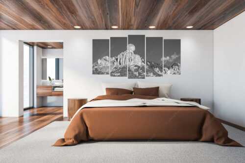 Aufgehender Vollmond hinter Signalkopf mit Wanderer am Gipfel - Große Sache - 5er Split, Größe ca. 200x100cm, Seitenverhältnis 2:1 - Vollmond mit Signalkopf - weitere Infos unter https://www.kriner-weiermann.de