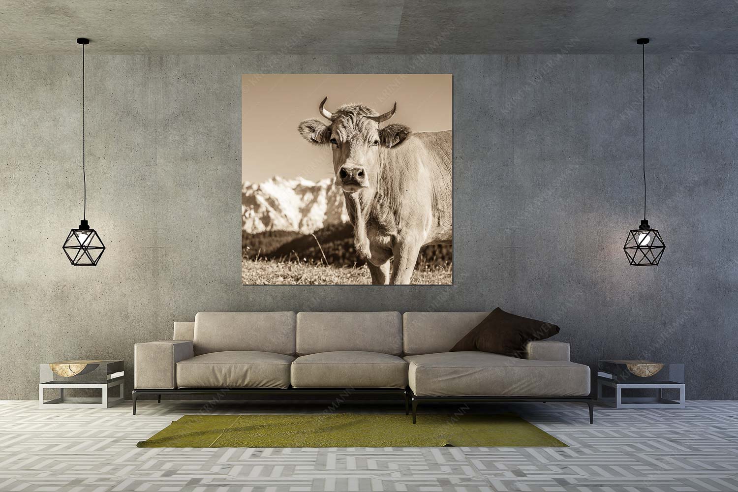 Jungvieh im Werdenfelserland - Gschwandtnerbäurin - Größe ca. 160x160cm, Seitenverhältnis 1 - Rindvieh Kuh - weitere Infos unter https://www.kriner-weiermann.de