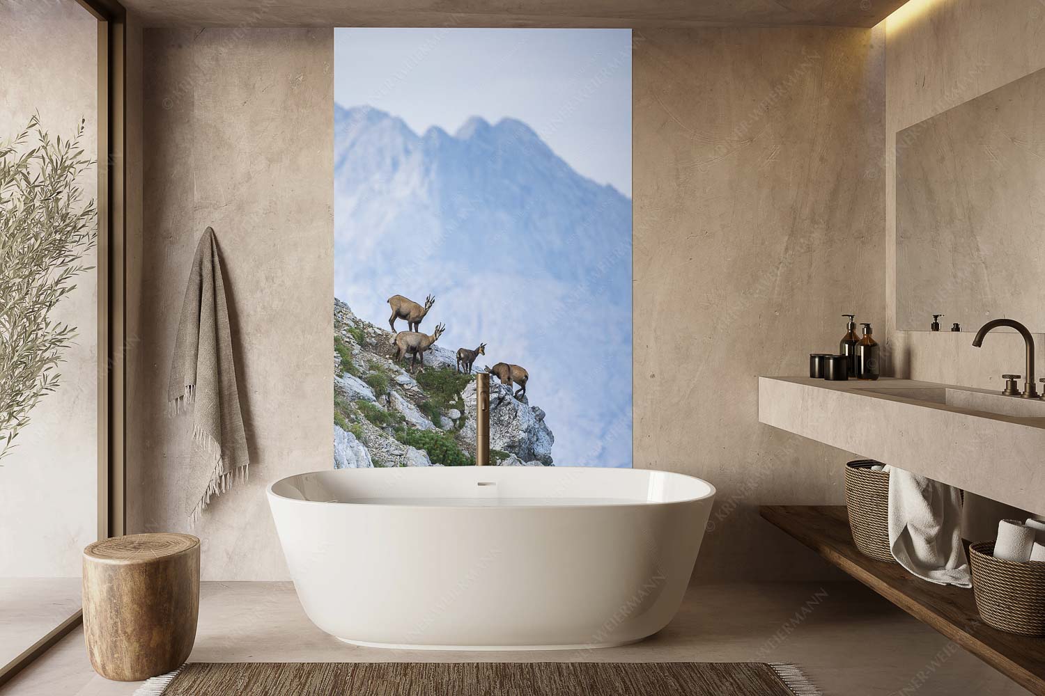 Gute Zeiten – Größe ca. 160x240cm, Seitenverhältnis 2:3 — Gams mit Dreitorspitzen Gams im Estergebirge mit Leutascher- und Partenkirchner Dreitorspitzen - Gute Zeiten - Größe ca. 160x240cm, Seitenverhältnis 2:3 - Gams mit Dreitorspitzen - weitere Infos unter https://www.kriner-weiermann.de