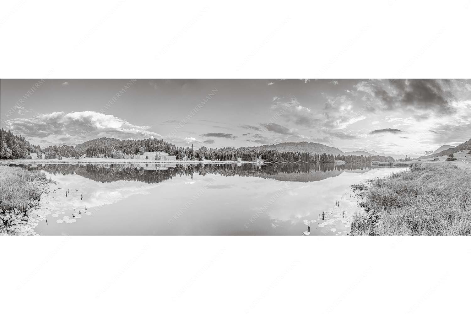 Harmonie – Seitenverhältnis 3:1 — Abendstimmung am Geroldsee Sonnenuntergang am Geroldsee mit Wettertstein und Wank