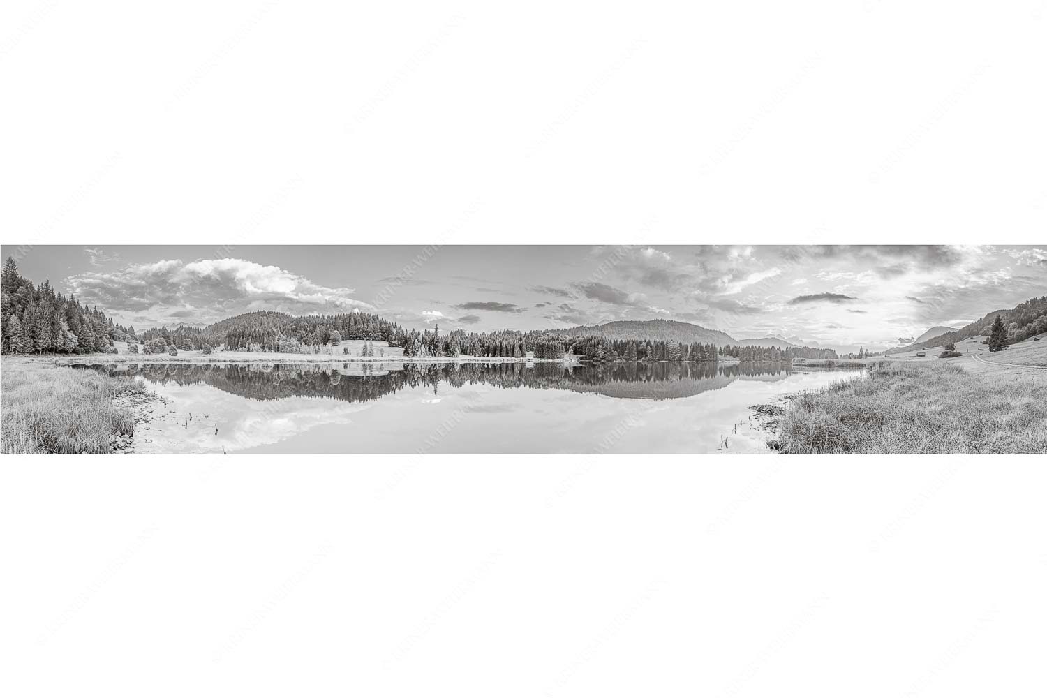 Harmonie – Seitenverhältnis 5:1 — Abendstimmung am Geroldsee Sonnenuntergang am Geroldsee mit Wettertstein und Wank