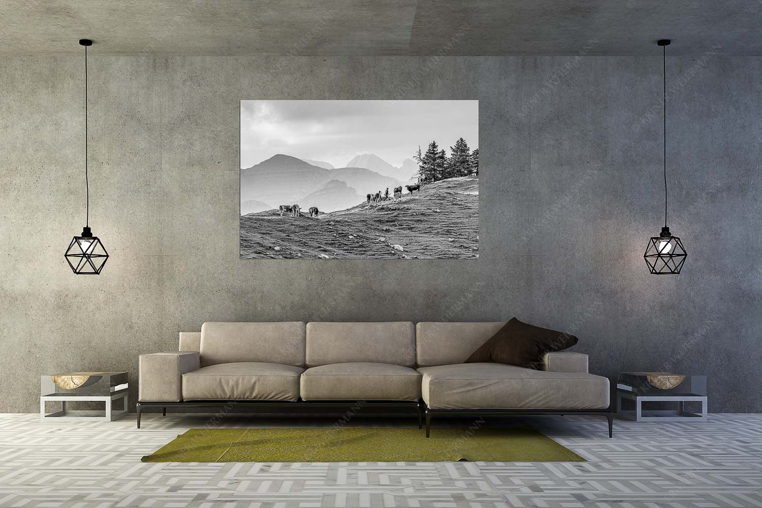 Heile Welt – Größe ca. 180x120cm, Seitenverhältnis 3:2 — Almwirtschaft im Estergebirge Weidevieh im Spätsommer auf der Kuhalm mit Blick auf Soiern- und Karwendelgebirge - Heile Welt - Größe ca. 180x120cm, Seitenverhältnis 3:2 - Almwirtschaft im Estergebirge - weitere Infos unter https://www.kriner-weiermann.de