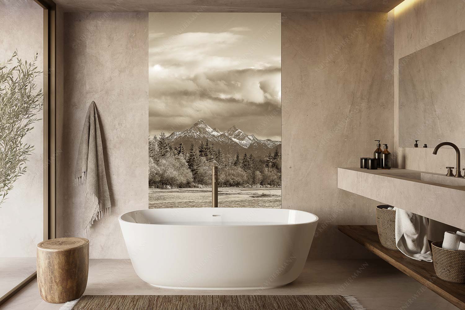 Heimliches Wahrzeichen – Größe ca. 160x240cm, Seitenverhältnis 2:3 — Isar mit den drei Arnspitzen Blick über die Isar zu den Arnspitzen - Heimliches Wahrzeichen - Größe ca. 160x240cm, Seitenverhältnis 2:3 - Isar mit den drei Arnspitzen - weitere Infos unter https://www.kriner-weiermann.de