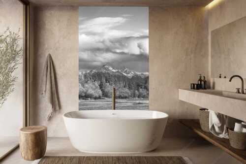 Blick über die Isar zu den Arnspitzen - Heimliches Wahrzeichen - Größe ca. 160x240cm, Seitenverhältnis 2:3 - Isar mit den drei Arnspitzen - weitere Infos unter https://www.kriner-weiermann.de