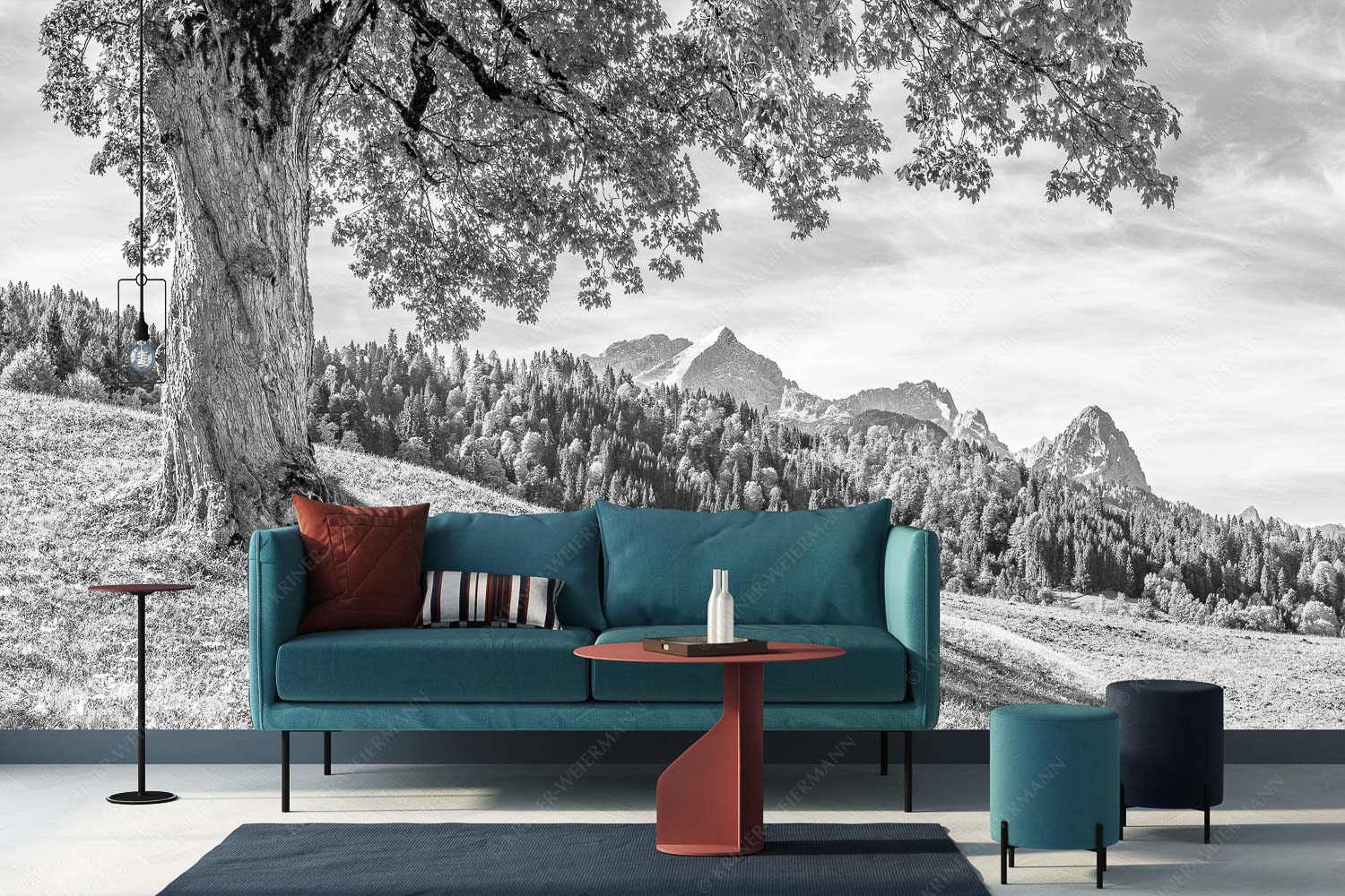 Herbstliches Zugspitzmassiv – Größe ca. 400x200cm, Seitenverhältnis 2:1 — Ahornbaum am Wamberg Ahorn mit Blick auf Alpspitz, Zugspitz und Waxenstein - Herbstliches Zugspitzmassiv - Größe ca. 400x200cm, Seitenverhältnis 2:1 - Ahornbaum am Wamberg - weitere Infos unter https://www.kriner-weiermann.de