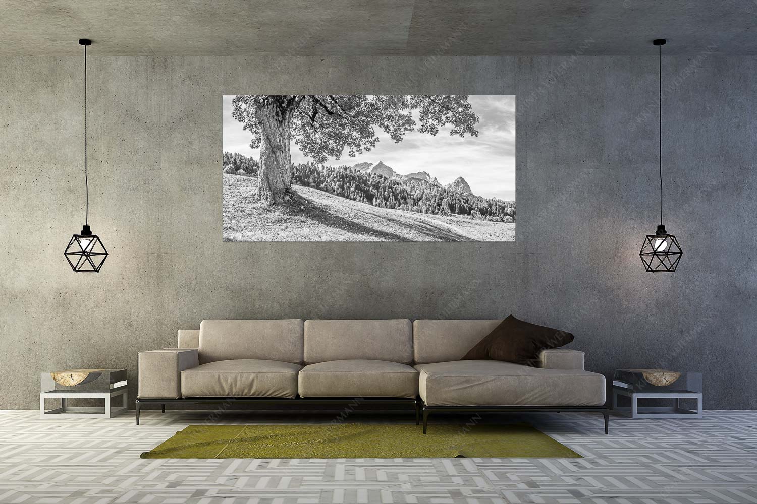 Herbstliches Zugspitzmassiv – Größe ca. 200x100cm, Seitenverhältnis 2:1 — Ahornbaum am Wamberg Ahorn mit Blick auf Alpspitz, Zugspitz und Waxenstein - Herbstliches Zugspitzmassiv - Größe ca. 200x100cm, Seitenverhältnis 2:1 - Ahornbaum am Wamberg - weitere Infos unter https://www.kriner-weiermann.de