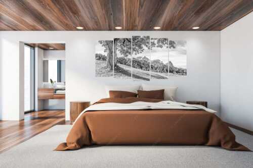 Ahorn mit Blick auf Alpspitz, Zugspitz und Waxenstein - Herbstliches Zugspitzmassiv - 5er Split, Größe ca. 200x100cm, Seitenverhältnis 2:1 - Ahornbaum am Wamberg - weitere Infos unter https://www.kriner-weiermann.de