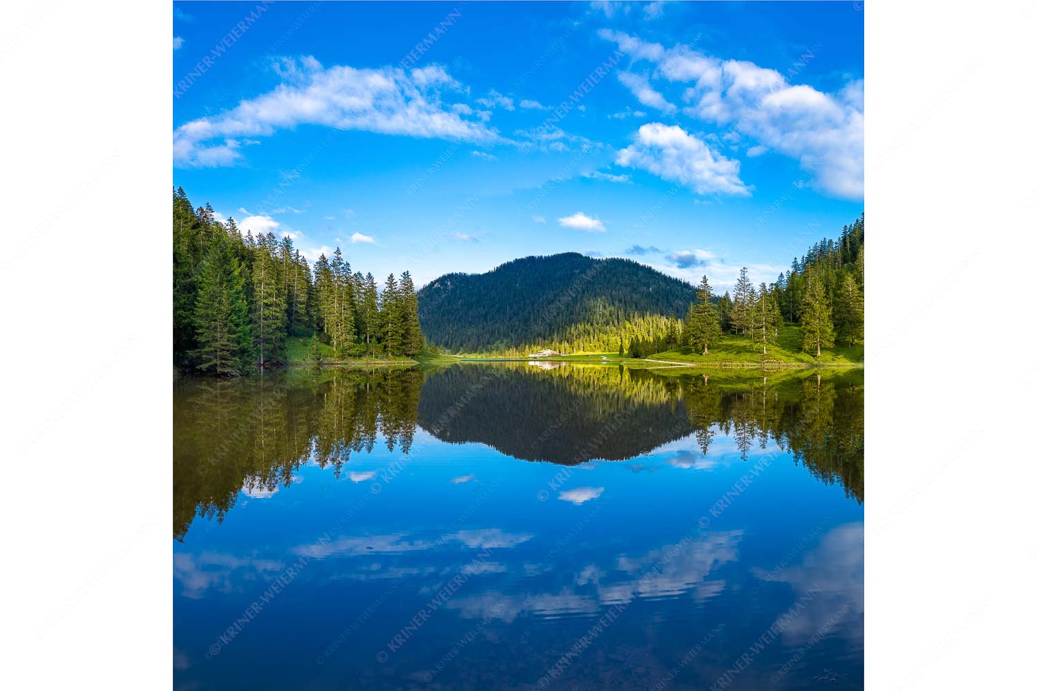 Blick über Esterbergsee zur Esterbergalm - Heute Esterbergsee - Seitenverhältnis 1:1 - Esterbergalm Hochwasser - weitere Infos unter https://www.kriner-weiermann.de