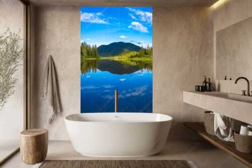 Blick über Esterbergsee zur Esterbergalm - Heute Esterbergsee - Größe ca. 160x240cm, Seitenverhältnis 2: - Esterbergalm Hochwasser - weitere Infos unter https://www.kriner-weiermann.de