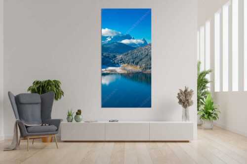 Erster Schnee am Barmsee mit Blick zum Zugspitzmassiv - Hinterm Barmsee - Größe ca. 90x180cm, Seitenverhältnis 1:2 - Alpspitze Zugspitze und Waxenstein - weitere Infos unter https://www.kriner-weiermann.de