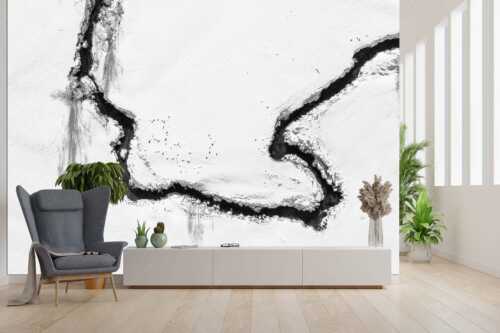Draufsicht auf einen Bachlauf im Winter - Hinum Herum - Größe ca. 300x200cm, Seitenverhältnis 3:2 - Mäandern Winter Bach - weitere Infos unter https://www.kriner-weiermann.de