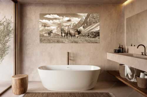 Jungvieh am Hochalmsattel im Karwendel mit Lalidererwand im Hintergrund - Hochalm II - Größe ca. 180x90cm, Seitenverhältnis 2:1 - Junge Kühe mit Laliderer im Karwendel - weitere Infos unter https://www.kriner-weiermann.de