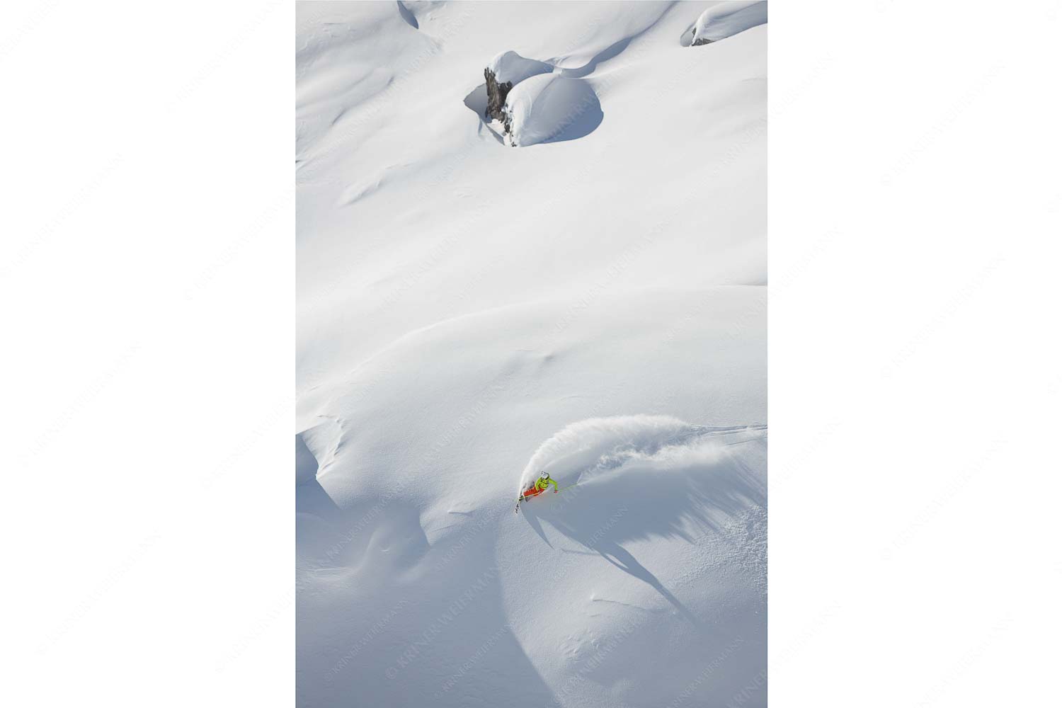 Im Powderhimmel – Seitenverhältnis 2:3 — Freeride Zugspitze Tiefschneeabfahrt im Zugspitzgebiet mit Telemarkski