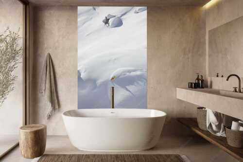 Tiefschneeabfahrt im Zugspitzgebiet mit Telemarkski - Im Powderhimmel - Größe ca. 160x240cm, Seitenverhältnis 2:3 - Freeride Zugspitze - weitere Infos unter https://www.kriner-weiermann.de