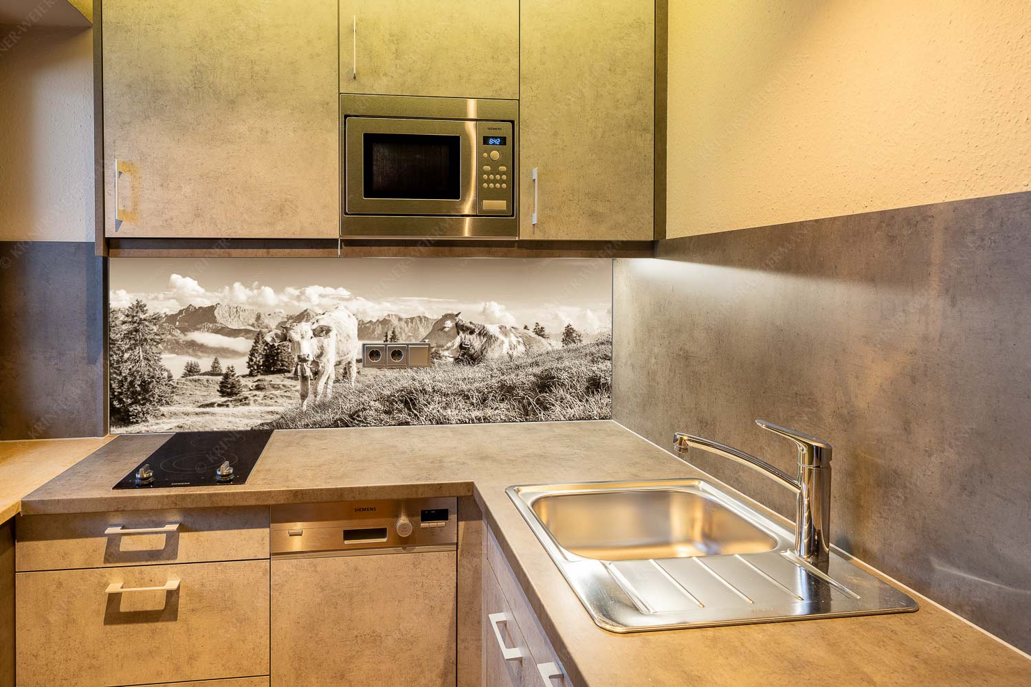 Immer mit der Ruhe – Größe ca. 150x60cm, Seitenverhältnis 2,5:1 — Junge Rinder bei Wallgaueralm Jungvieh auf der Wallgaueralm mit Karwendelgebirge - Immer mit der Ruhe - Größe ca. 150x60cm, Seitenverhältnis 2,5:1 - Junge Rinder bei Wallgaueralm - weitere Infos unter https://www.kriner-weiermann.de