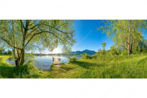 Blick über den Kochelsee in den Sonnenaufgang - Immer wieder geht die Sonne auf - Seitenverhältnis 2,5:1 - Kochelsee - weitere Infos unter https://www.kriner-weiermann.de