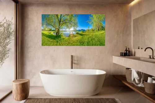 Blick über den Kochelsee in den Sonnenaufgang - Immer wieder geht die Sonne auf - Größe ca. 180x90cm, Seitenverhältnis 2:1 - Kochelsee - weitere Infos unter https://www.kriner-weiermann.de