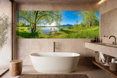 Blick über den Kochelsee in den Sonnenaufgang - Immer wieder geht die Sonne auf - Größe ca. 300x100cm, Seitenverhältnis 3:1 - Kochelsee - weitere Infos unter https://www.kriner-weiermann.de