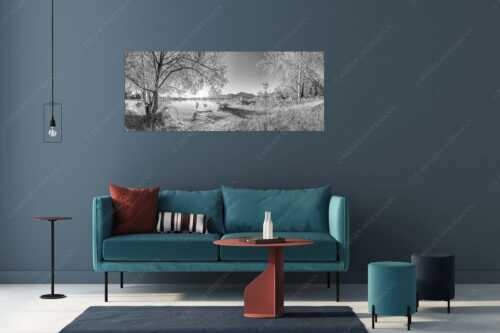 Blick über den Kochelsee in den Sonnenaufgang - Immer wieder geht die Sonne auf - Größe ca. 175x70cm, Seitenverhältnis 2,5:1 - Kochelsee - weitere Infos unter https://www.kriner-weiermann.de