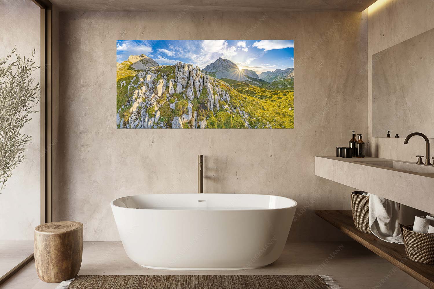 In der Pfeis – Größe ca. 180x90cm, Seitenverhältnis 2:1 — Rumerspitze im Karwendel Sonnenuntergang hinter Rumerspitze im Karwendel - In der Pfeis - Größe ca. 180x90cm, Seitenverhältnis 2:1 - Rumerspitze im Karwendel - weitere Infos unter https://www.kriner-weiermann.de