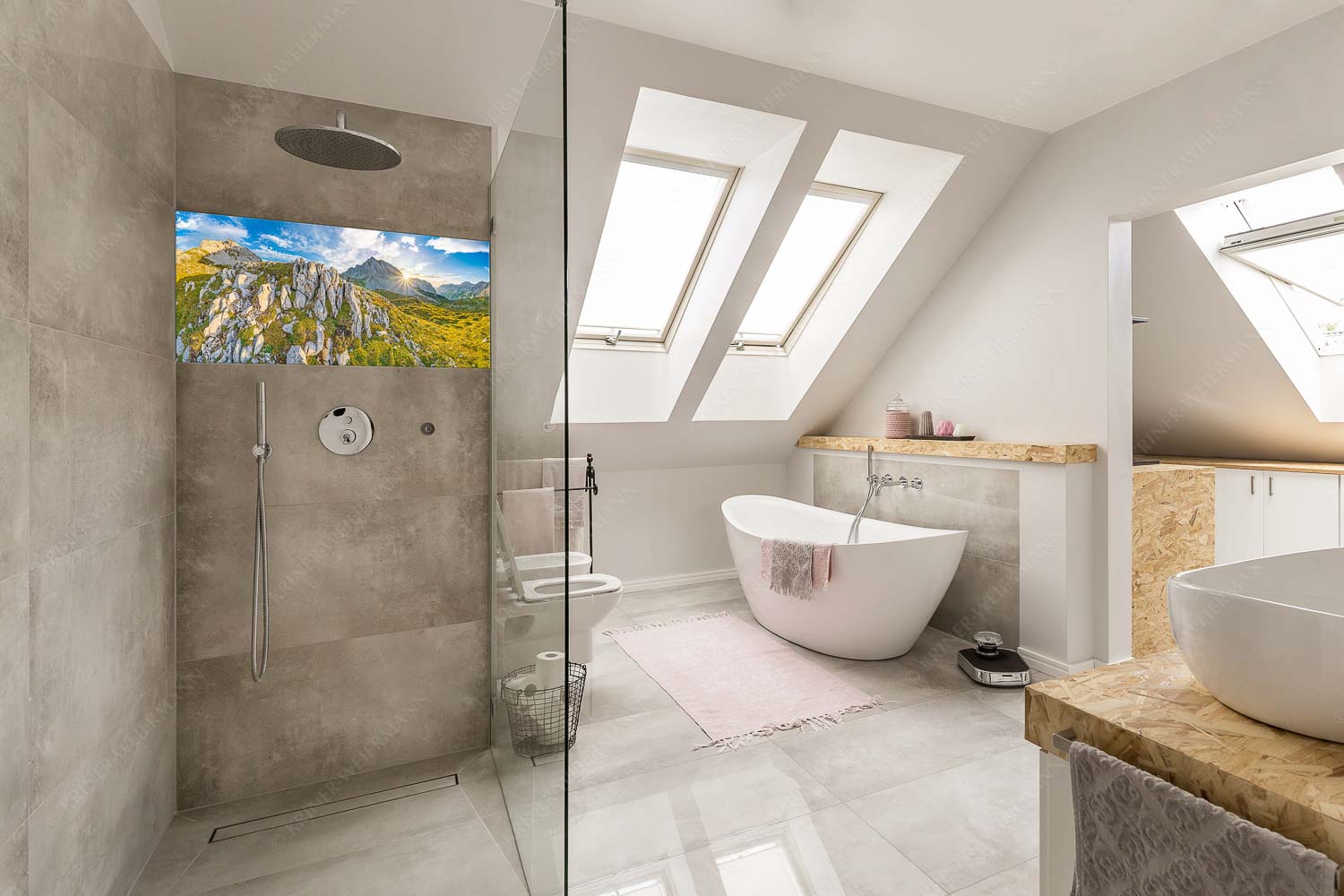 In der Pfeis – Größe ca. 100x50cm, Seitenverhältnis 2:1 — Rumerspitze im Karwendel Sonnenuntergang hinter Rumerspitze im Karwendel - In der Pfeis - Größe ca. 100x50cm, Seitenverhältnis 2:1 - Rumerspitze im Karwendel - weitere Infos unter https://www.kriner-weiermann.de