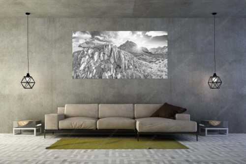 Sonnenuntergang hinter Rumerspitze im Karwendel - In der Pfeis - Größe ca. 200x100cm, Seitenverhältnis 2:1 - Rumerspitze im Karwendel - weitere Infos unter https://www.kriner-weiermann.de